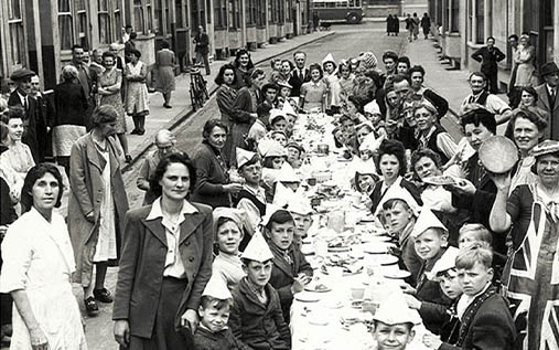Picture of a street party celebrating VE Day
